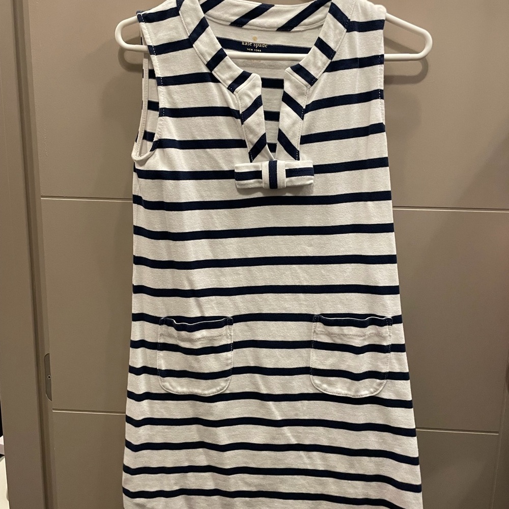 Kate Spade Striped Sleeveless Dress with Bow Detail
